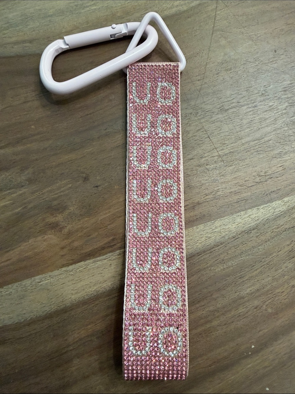 Urban Outfitters Pink Rhinestone Carabiner Keychain Wristlet Strap